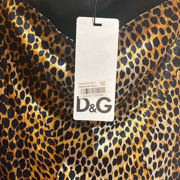 D&G Black & Gold Leopard Print Sleeveless Slip Dress - Picture 4 of 7